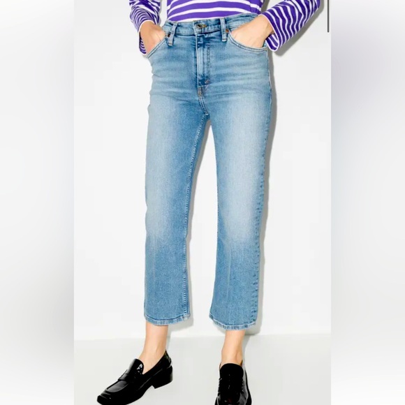Re/Done Cropped Kick Flare Light Blue Jeans - Picture 1 of 5